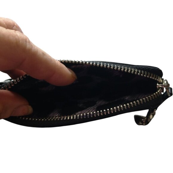 Brighton Black Patent Leather Twister Wristlet Zip Top Key Fob Card Slots ID - Picture 2 of 5